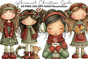Whimsical Christmas Girls Clipart, an Illustration by Black Bird Studio (Thumbnail 1 of 6)