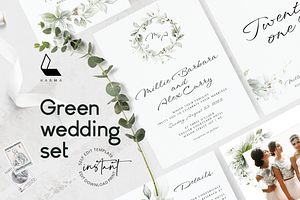 Green Wedding Editable Templates