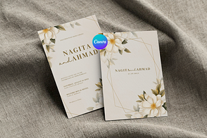 Floral Wedding Invitation Card Canva, an Invitation Template by kin9candra