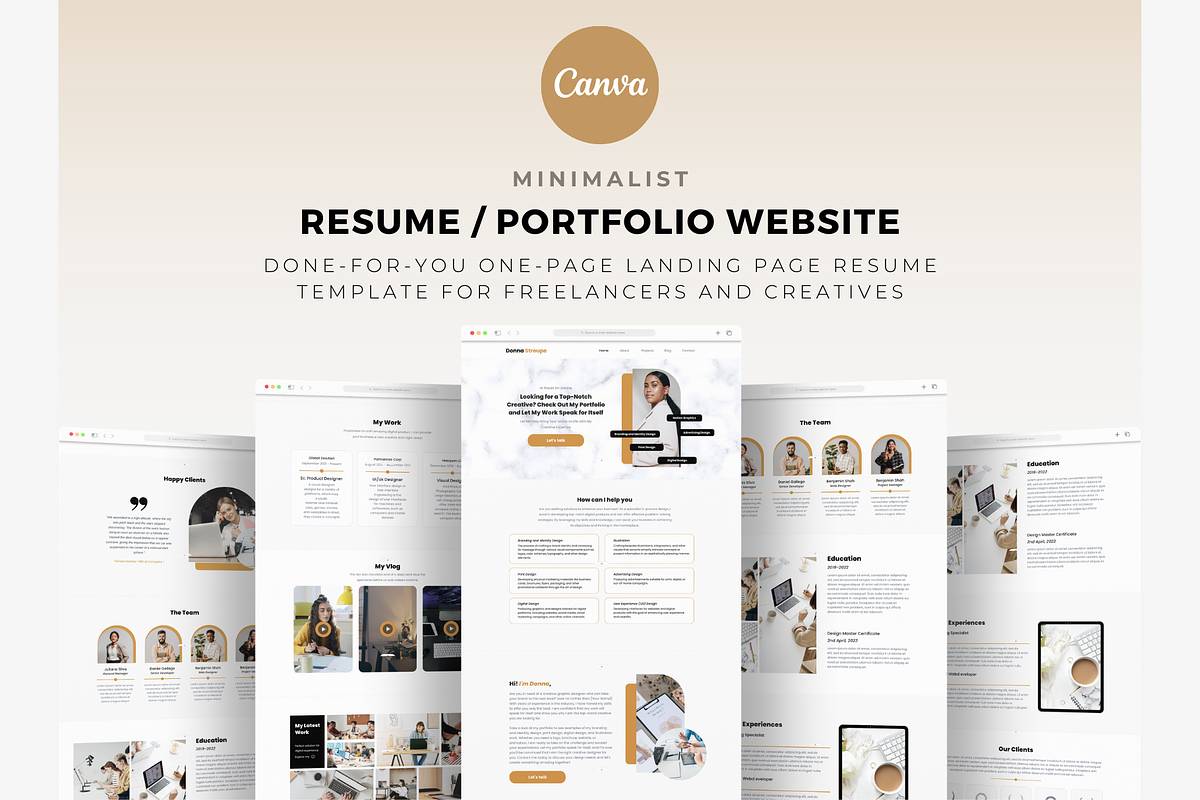 Minimalist Canva Resume Website, a Landing Page Template by The Blog Creative (Photo 1 of 9)