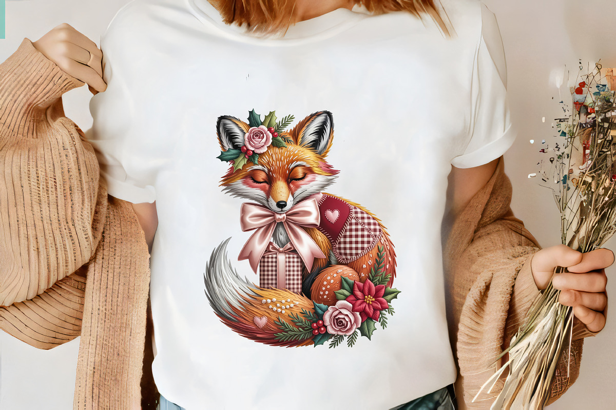 Faux Embroidery Christmas Fox with G, an Illustration by CrexoraLab (Photo 5 of 6)