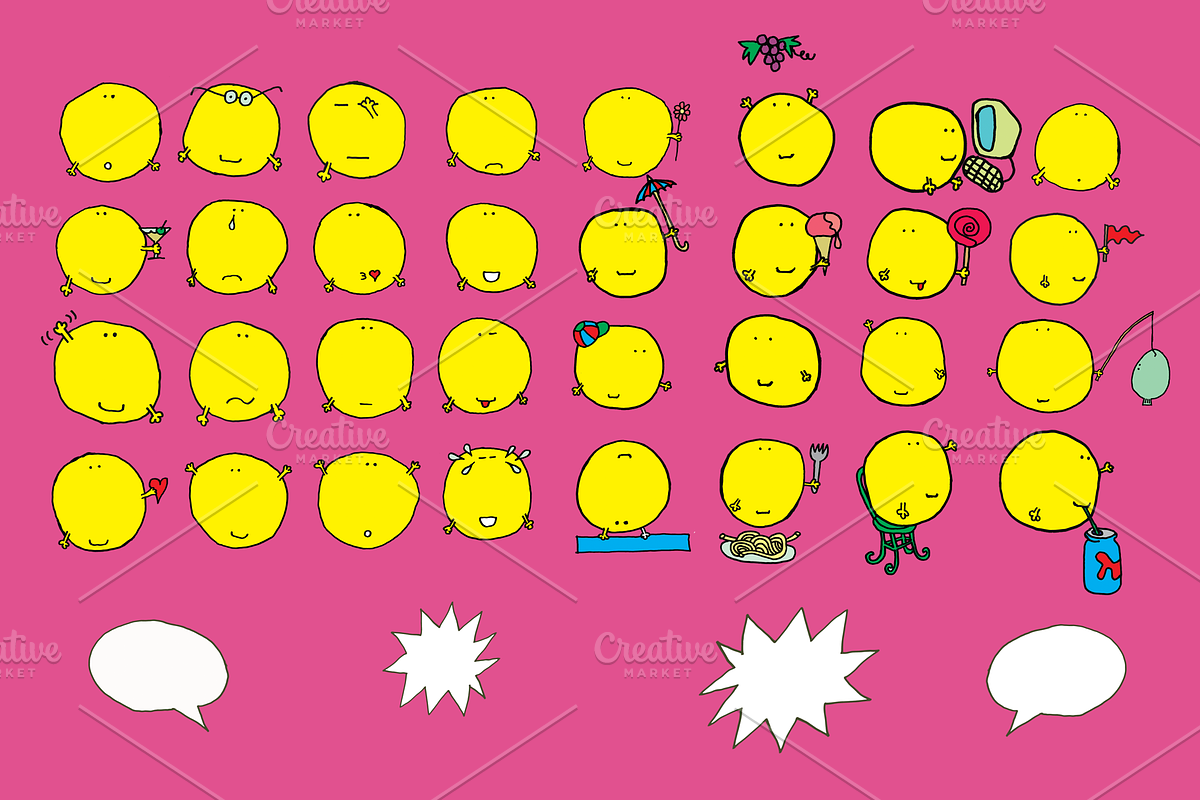 32 Cute Smileys - (with hands), an Emoji Icon by Minhocossauro Emporium (Photo 2 of 4)