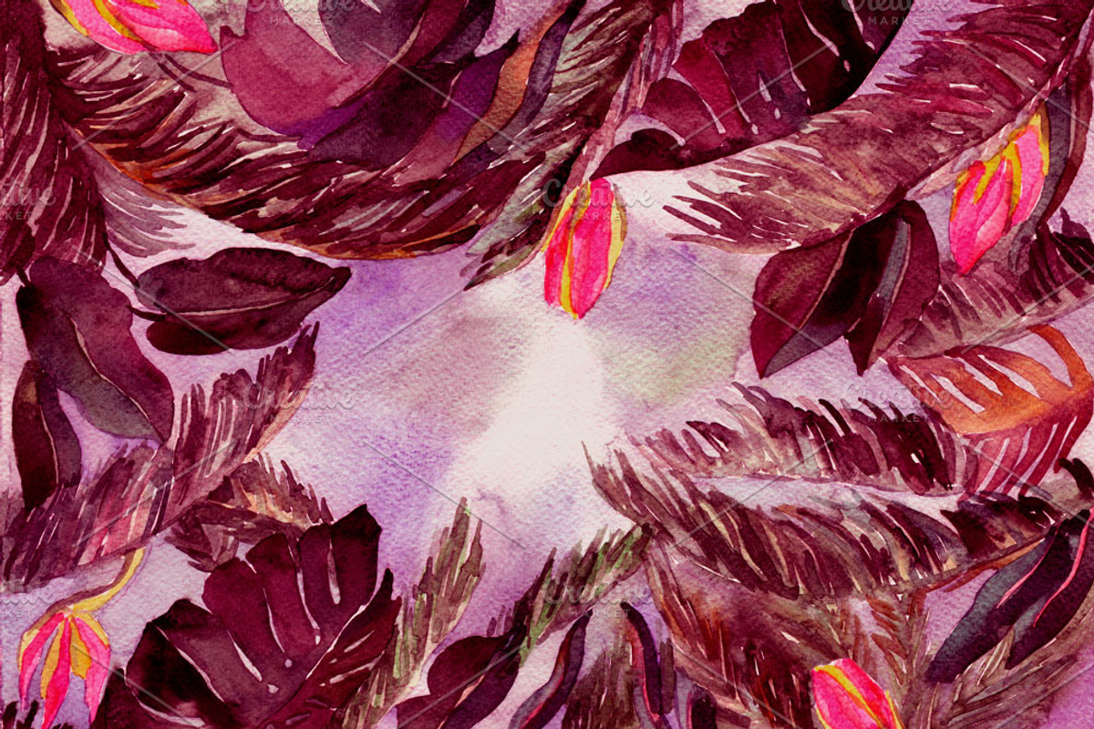 Watercolor tropical maroon, a Background Graphic by Inna Vinchenko Designs (Photo 2 of 2)