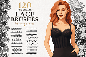 Procreate Lace Border Brushes, a Brush Add-On by HopeArtIllustration