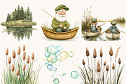 Watercolor Little Fisherman Clipart, a Person Illustration by SparkyDesignsUS (Thumbnail 6 of 8)