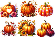 Watercolor Autumn Pumpkin Clipart, a Work Illustration by cherrydesign (Thumbnail 2 of 4)