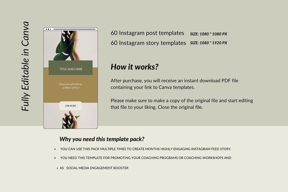 Wellness coach Instagram templates, a Social Media Template by Deepa ...