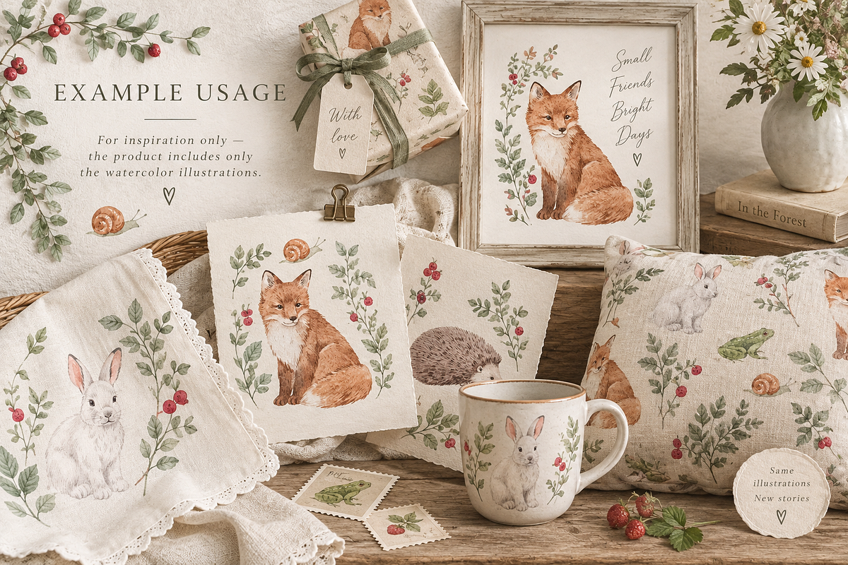 Watercolor Forest Set, a Decorative Illustration by Lembrik's Artworks (Photo 3 of 6)