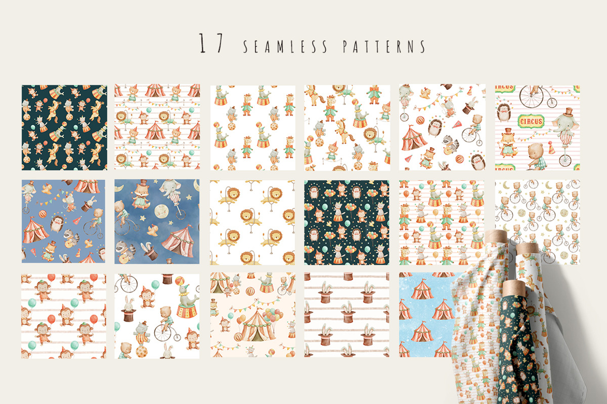 Watercolor Circus Animals Clipart, an Illustration by ElenaPlatovaArt (Photo 6 of 10)