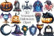 Watercolor Whimsigoth Halloween Clip, an Illustration by DreamPrint404 (Thumbnail 1 of 6)