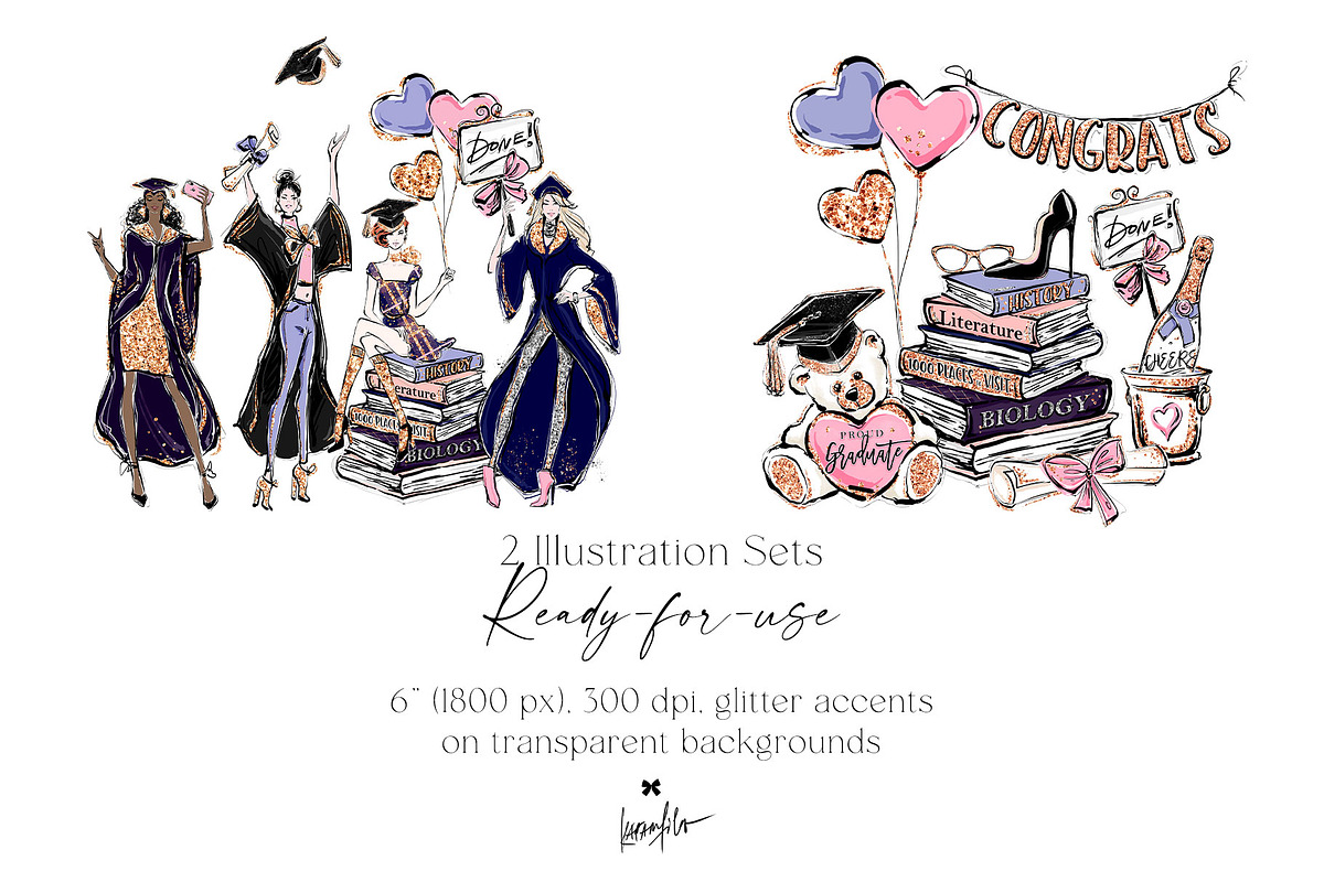 Graduation Clipart Fashion Girls PNG, an Education Illustration by KaramfilaS (Photo 5 of 6)