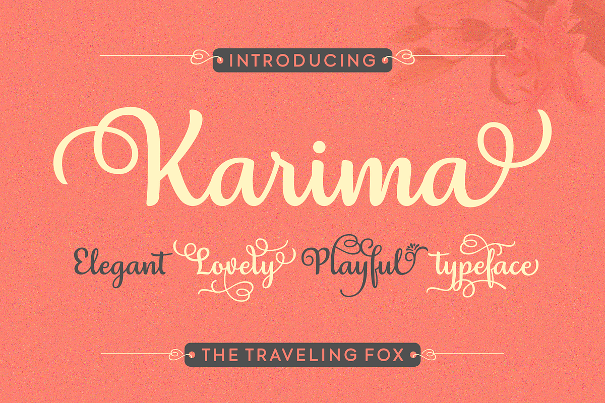 Karima - An Elegant Script, a Script Font by The Traveling Fox (Photo 2 of 8)