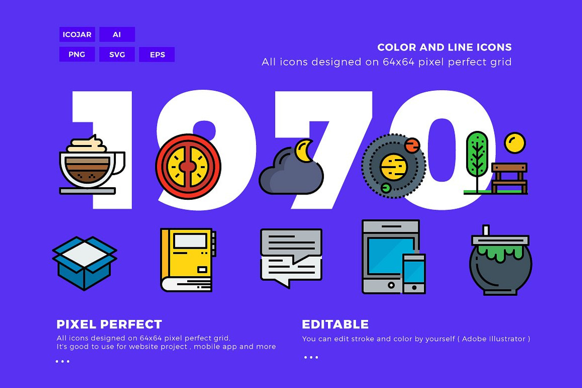 1970x2 Line and Colorline icon pack, an Outline Icon by Illustrato (Photo 2 of 12)