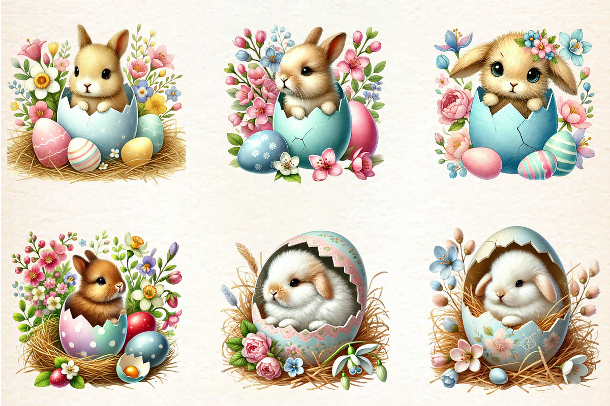 Cute Easter bunny clipart bundle, an Illustration by DreamArtGraphic (Photo 5 of 5)