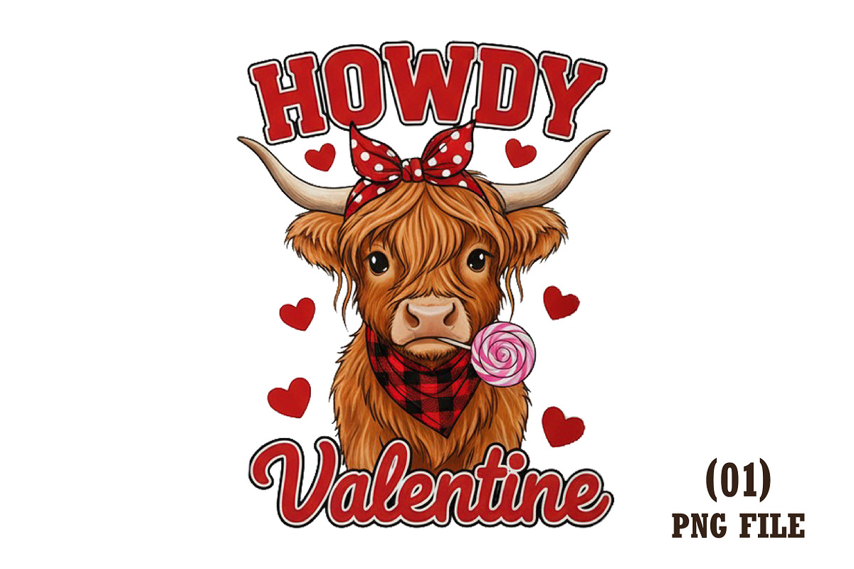 Howdy Valentine Highland Cow Cute, an Illustration by DreamArtGraphic (Photo 1 of 6)