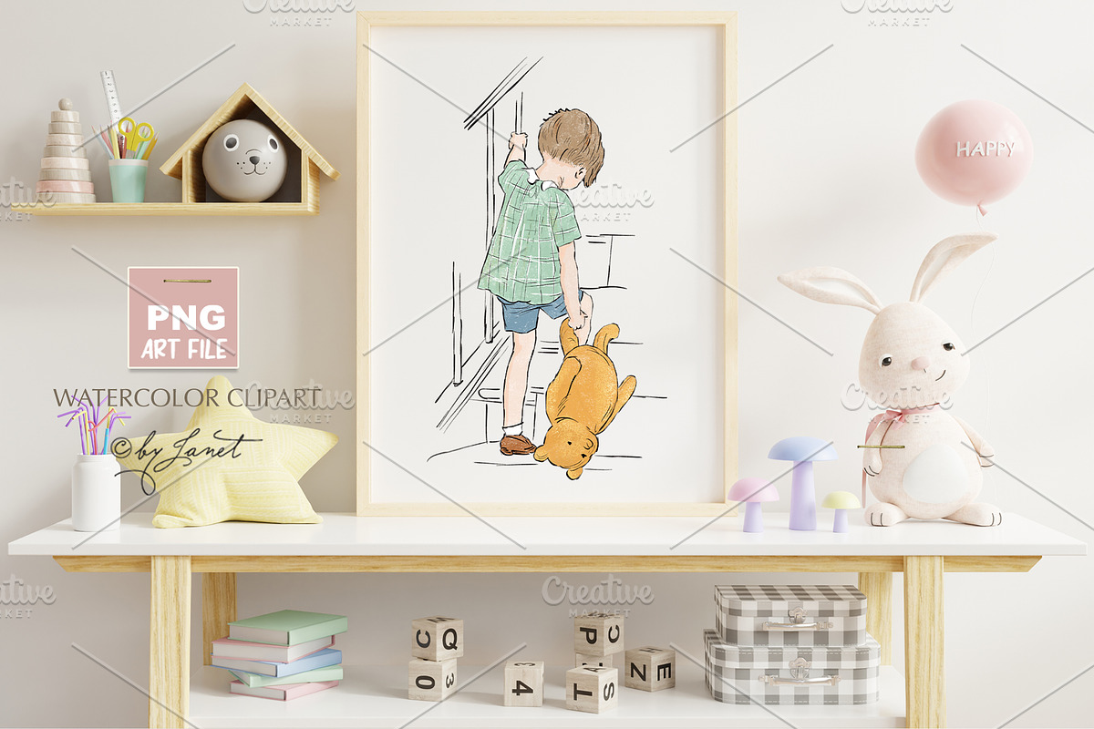 Classic Winnie The Pooh clipart, an Animal Illustration by helloPAPER (Photo 4 of 6)
