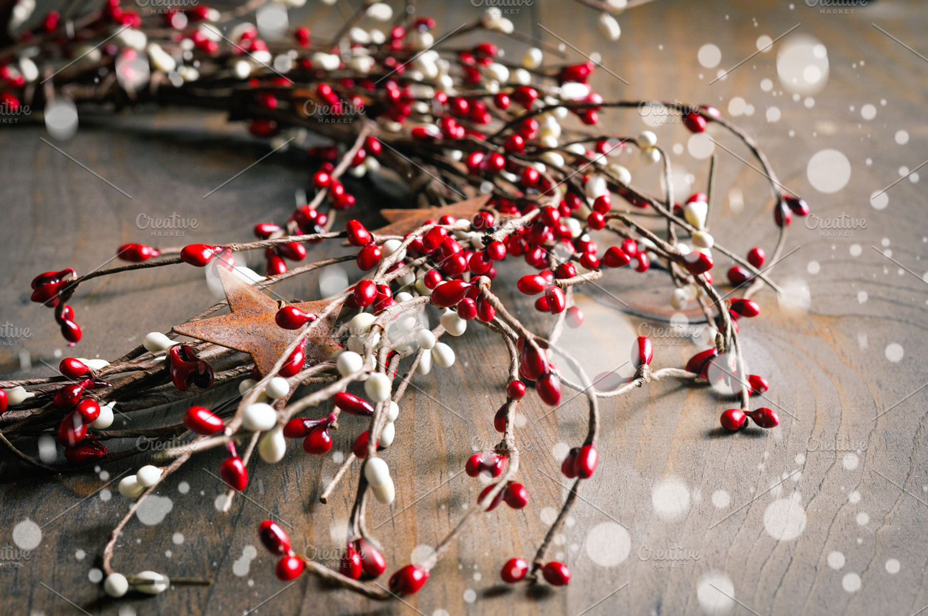 Christmas wreath stock photo containing background and wreath, a Holiday Photo by RosyMaple