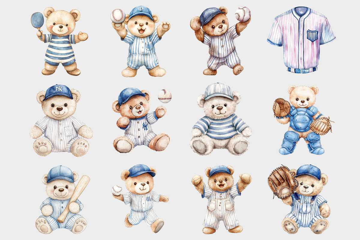 Baseball Teddy Bear Clipart, a Seasonal Illustration by Design Market (Photo 3 of 4)
