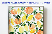 Watercolor orange-lemon art/pattern, a Pattern Graphic by Katerina Tova (Thumbnail 2 of 3)