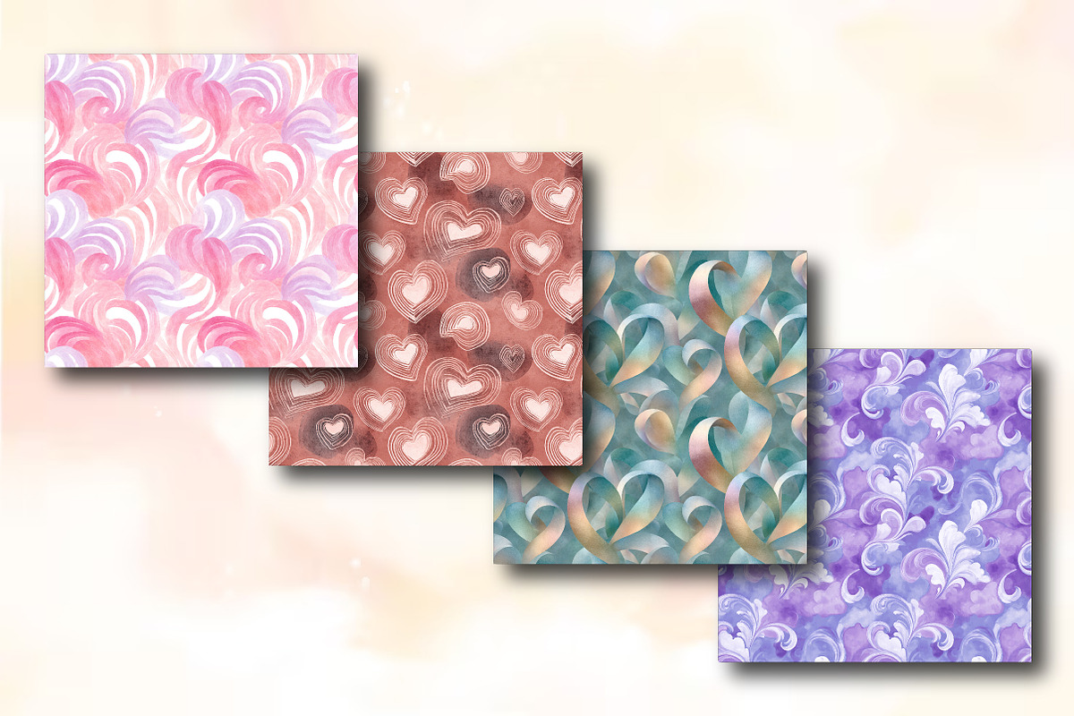 Abstract Heart Swirls Seamless Patte, an Illustration by RobertsArt (Photo 4 of 5)