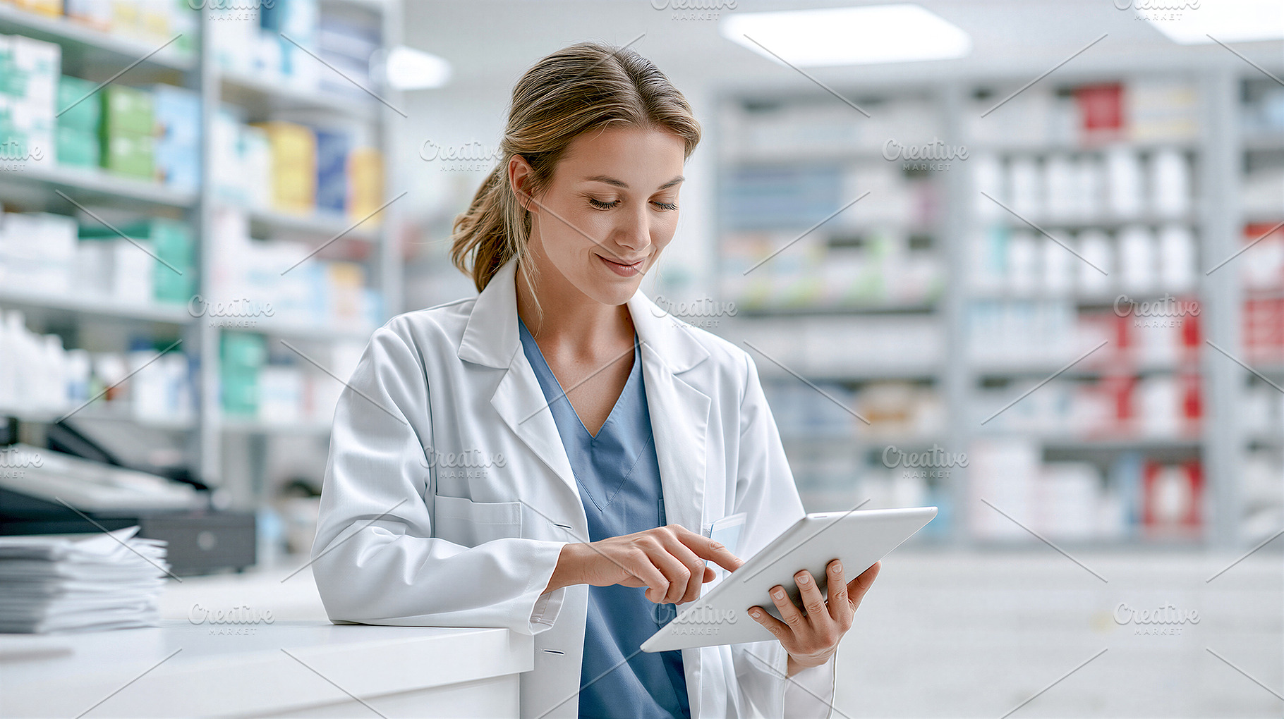 Pharmacist using tablet, a Health & Medical Photo by 7DesignLab