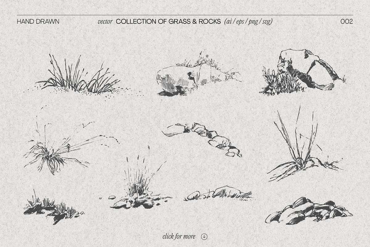 Sketches featuring Grass and Rocks, an Object Graphic by TheMountBirdStudio (Photo 4 of 6)