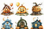 Halloween Pumpkin House Clipart, an Illustration by Craft Nest (Thumbnail 3 of 6)
