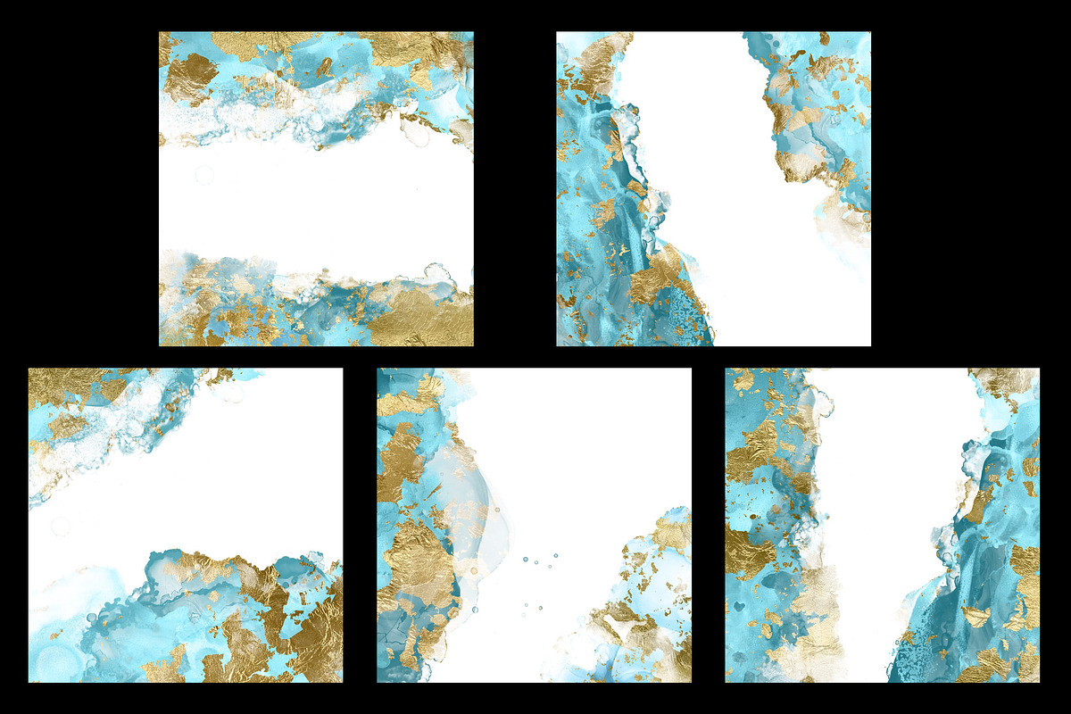 Blue Ink & Gold Foil Textures, a Texture Graphic by Digital Curio (Photo 2 of 4)