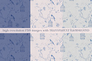 Floral Blue Toile Seamless Patterns, a Pattern Graphic by Olya Creative (Thumbnail 4 of 18)