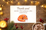 Christmas Woodland Watercolor Set, a Seasonal Illustration by Where summer is (Thumbnail 11 of 11)