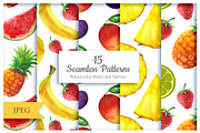 Fruits and berries seamless patterns, a Pattern Graphic by Color_Brush (Thumbnail 1 of 7)