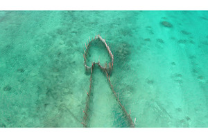 Aerial view of traditional fish trap, a Nature Photo by Goinyk