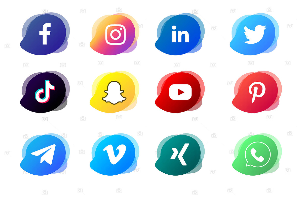Modern Social Icons Set (15 Icons), an Illustration by soglamun (Photo 2 of 3)