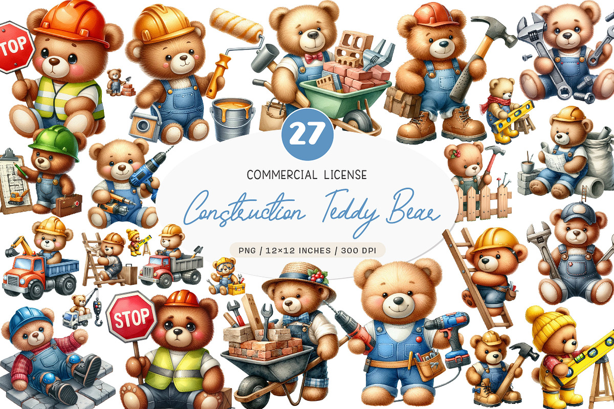 Construction Teddy Bear Bundle, an Illustration by SinaCreation (Photo 1 of 5)