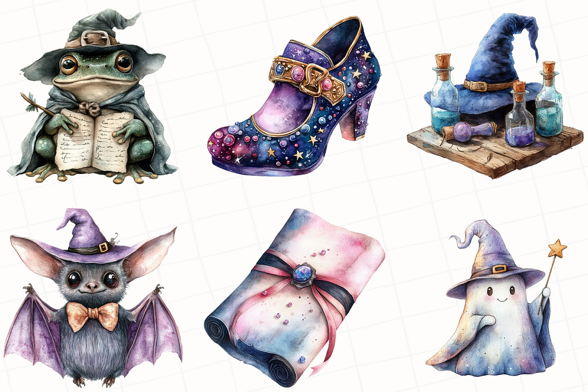 Pastel Witch Halloween Clipart, an Illustration by OK Design (Photo 5 of 5)