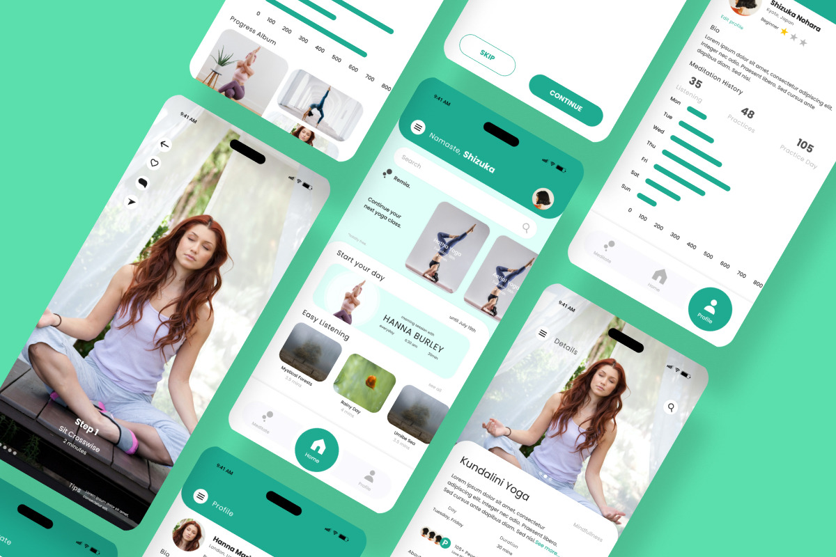 Remia - Meditation Mobile Apps, an UI Kit Template by twinstd (Photo 2 of 4)