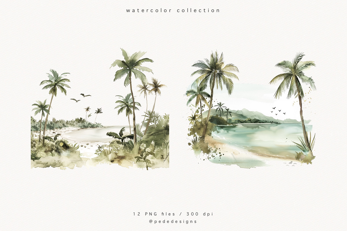 Watercolor Tropics, a Decorative Illustration by PeDe Designs (Photo 2 of 13)