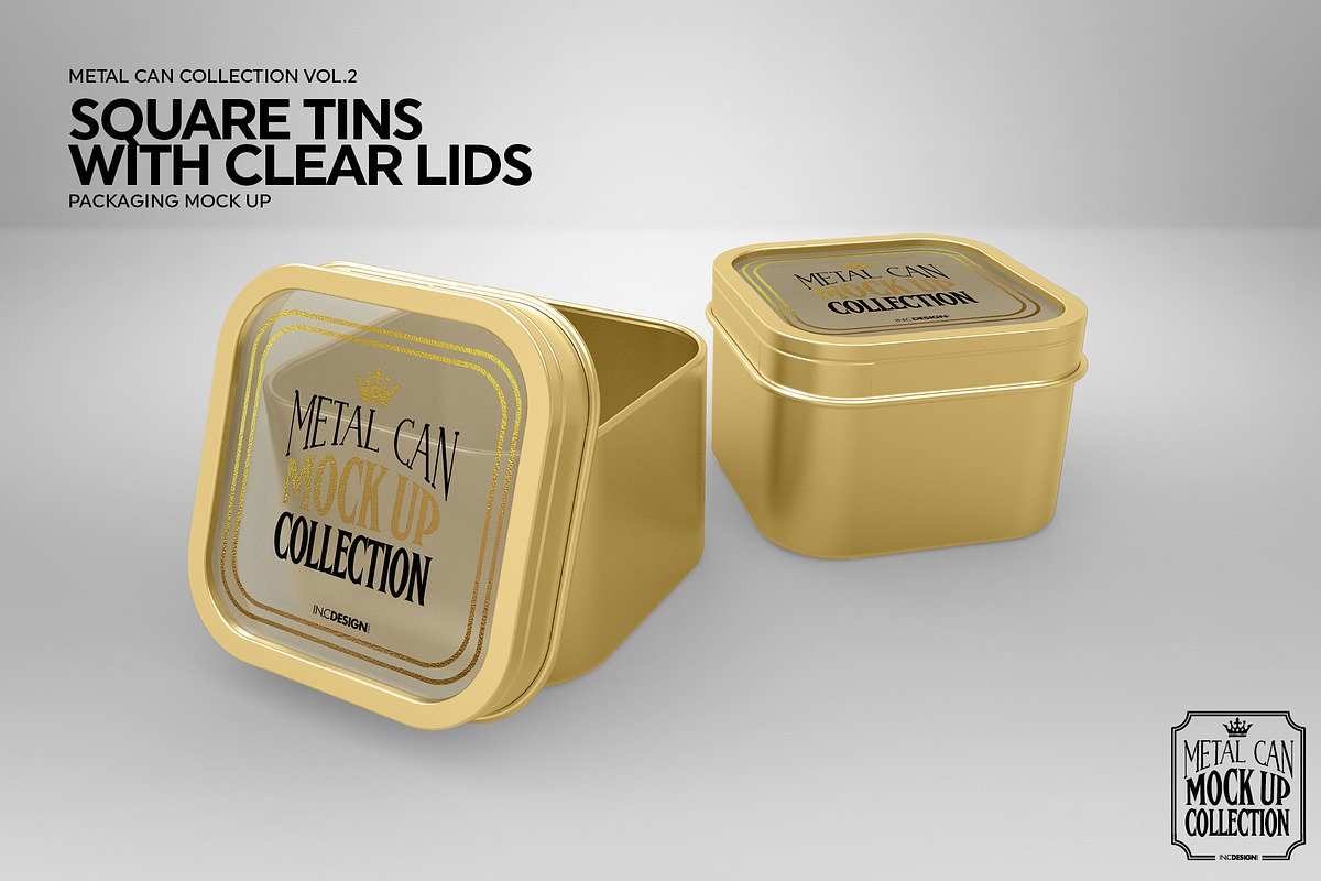 Square Tins with Clear Lid Mockup, a Product Mockup by INCDesign (Photo 5 of 7)