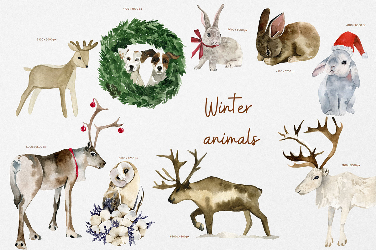 Watercolor clipart - White Christmas, a Seasonal Illustration by Artcard Watercolor (Photo 8 of 16)