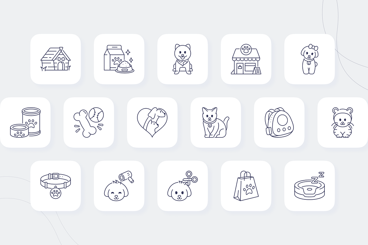 Pet Shop Outline Icons Set, an Outline Icon by graficonstuff (Photo 5 of 5)