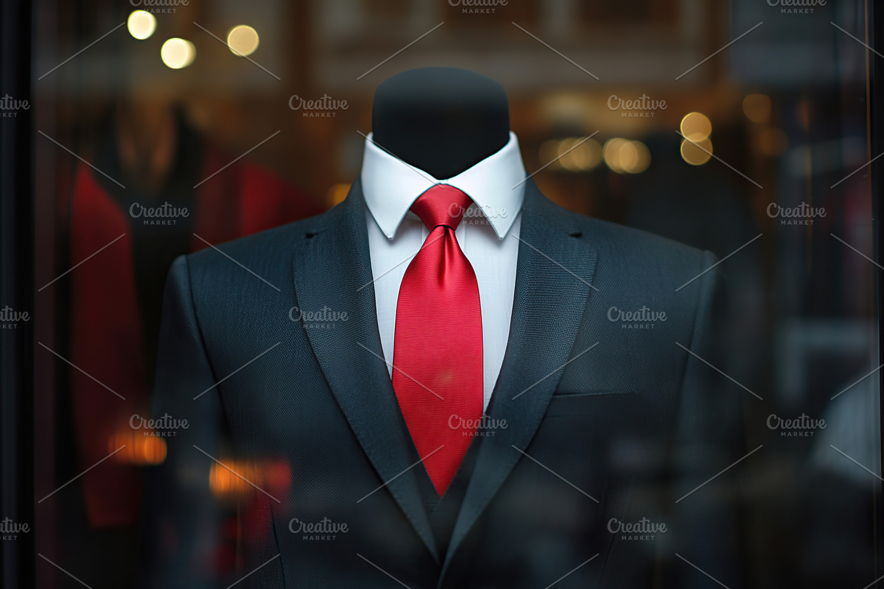 Business man costume with red tie in clothing store, a Business Photo by AlyaAnd