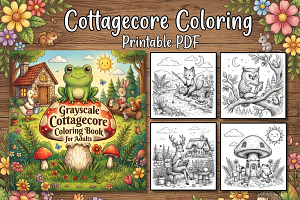 Cottagecore Coloring Printable PDF, an Animal Illustration by Image for Sale