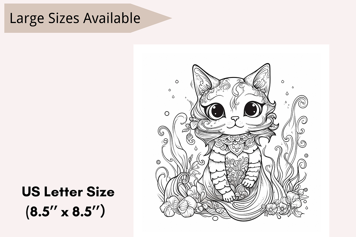30 Cute Cat Coloring Book for Adults, an Animal Illustration by LA Design (Photo 7 of 10)