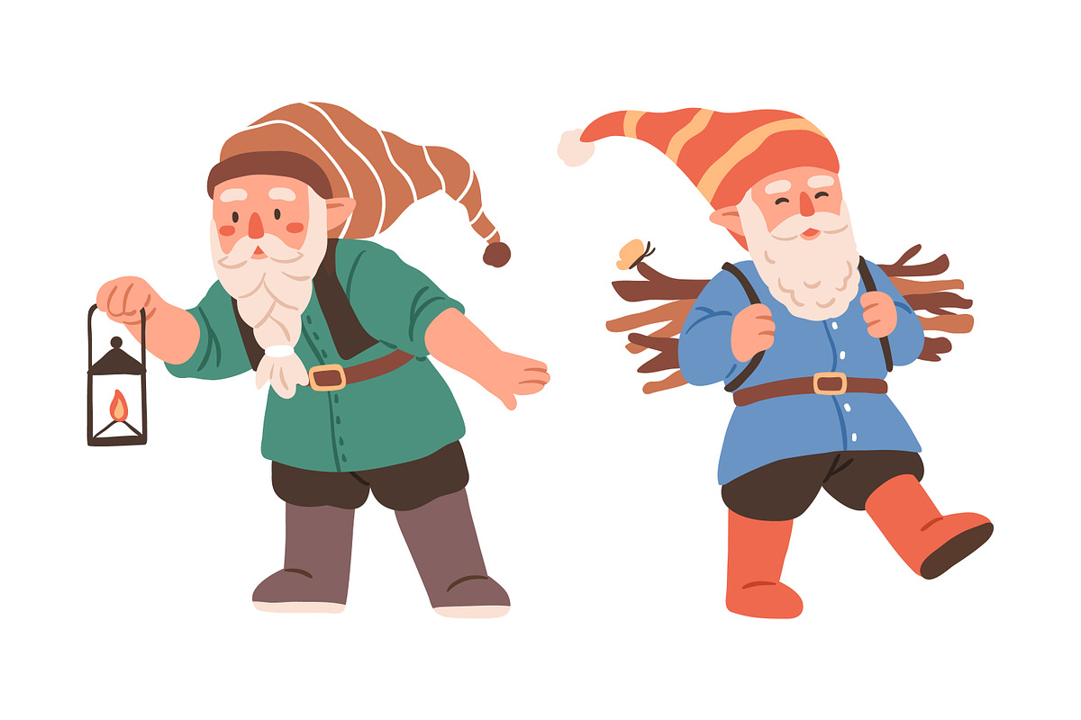 Cute cartoon gnomes, dwarfs set, an Illustration by Good Studio (Photo 4 of 7)