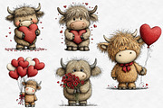 Valentine cute Highland cow clipart, an Illustration by Designworld (Thumbnail 6 of 6)