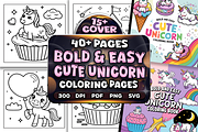 Bold Easy Cute Unicorn Coloring Page, an Animal Illustration by Craftsbeefy (Thumbnail 1 of 4)