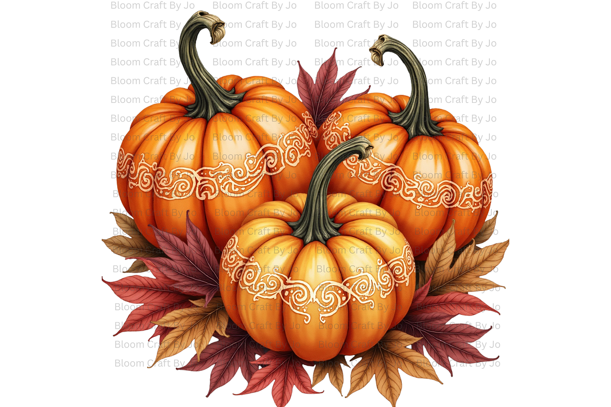 Pumpkins with Ornate Carvings, a Decorative Illustration by Bloom Craft Creations (Photo 10 of 14)