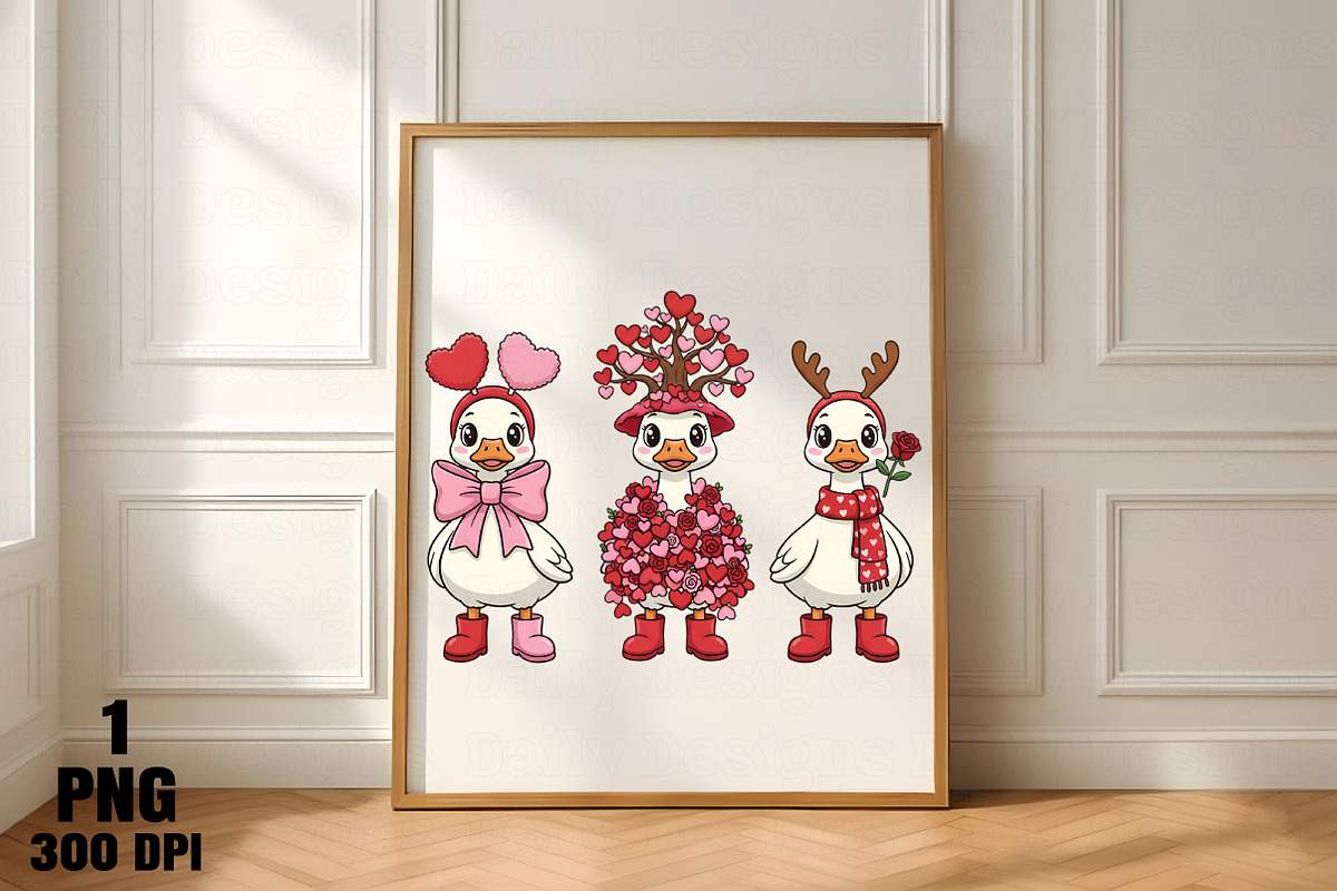 Valentine Goose Trio PNG, an Illustration by Daily.Designs (Photo 4 of 5)