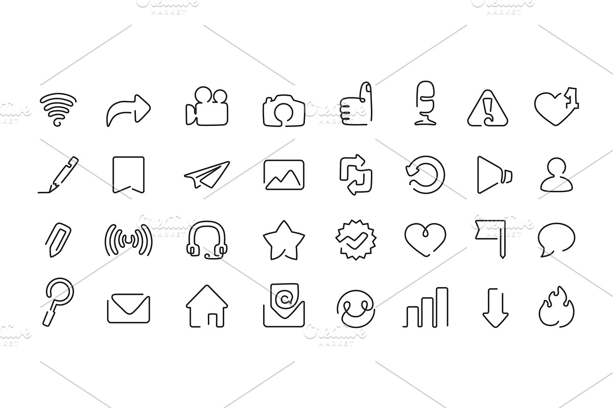 Social media ole line icons for app, an Object Illustration by winwin.art