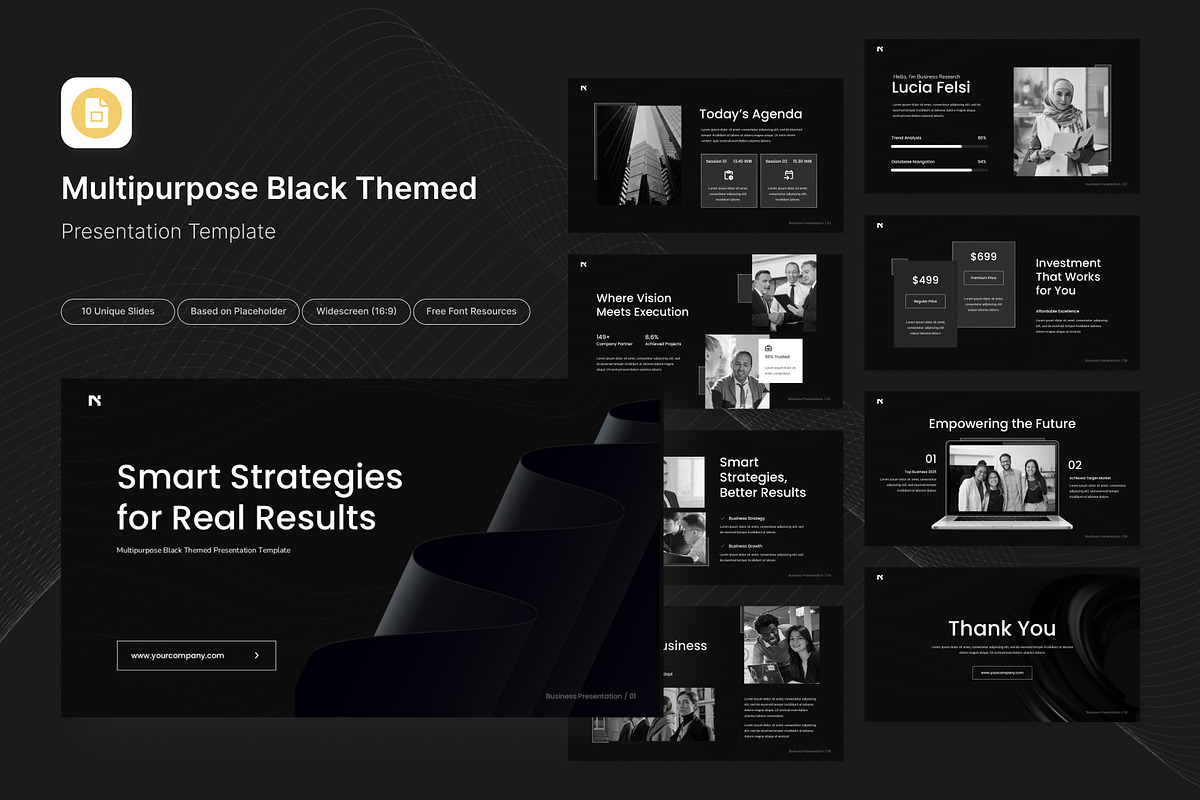 Multipurpose Black Themed Slides, a Presentation Template by Antstheme (Photo 1 of 2)